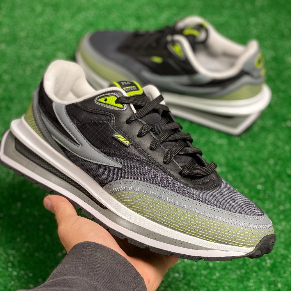 Fila Renno Bold Low Mens Casual Athletic Shoe Black Green 1RM01972-051 NEW Sz 14 - Picture 1 of 9
